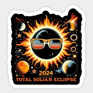 Retro Sun Total Solar Eclipse April 8 2024 Totality Sticker